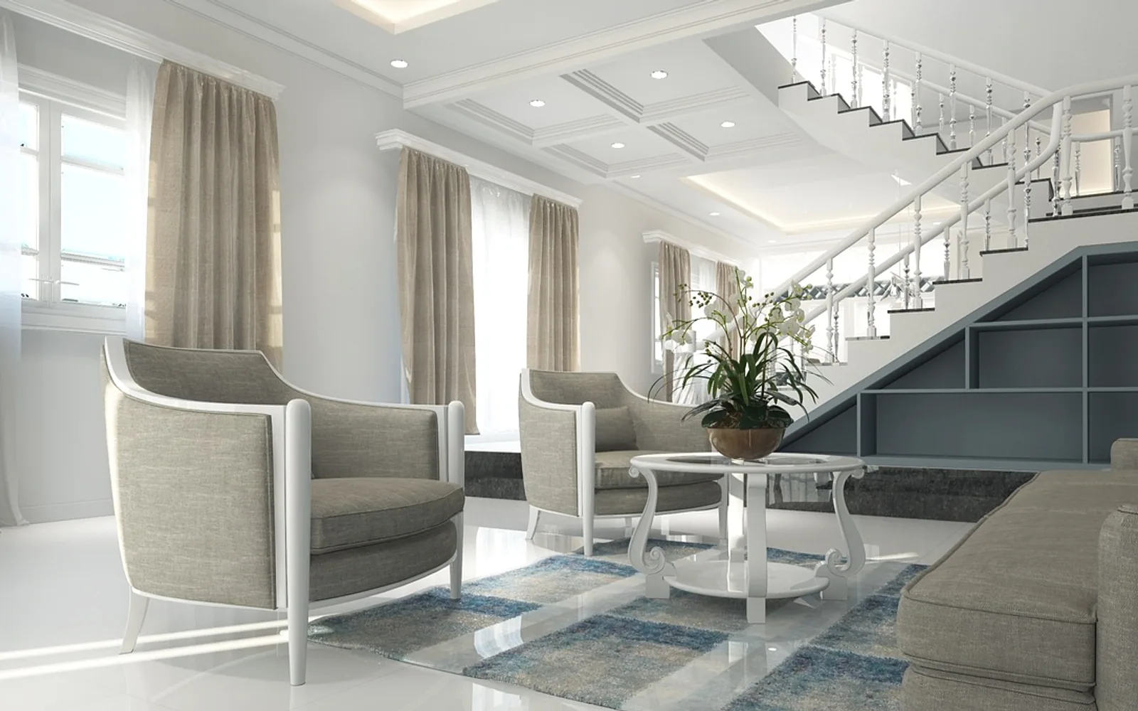 Interior, living room and furniture