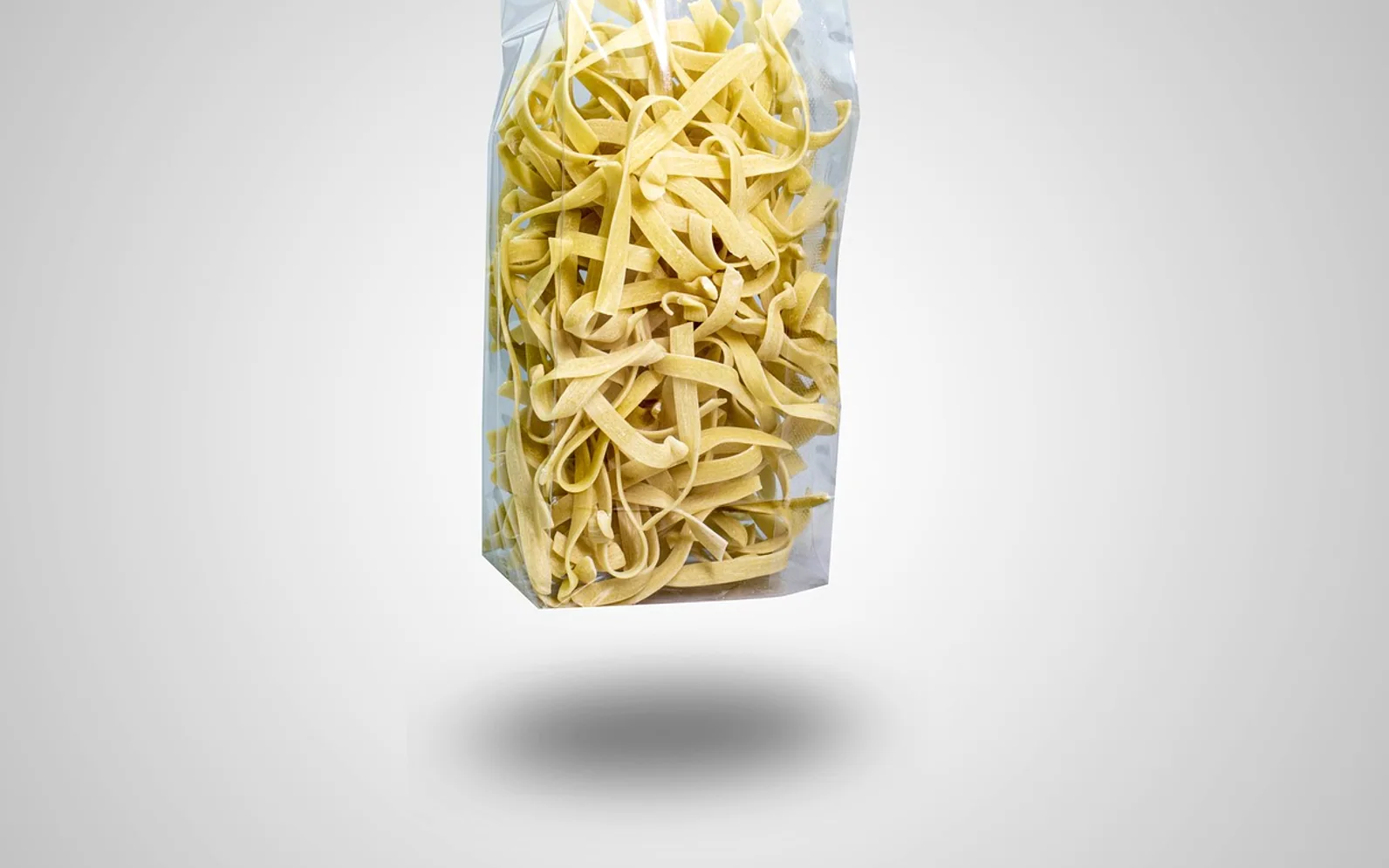 Dry food, plastic bag and package