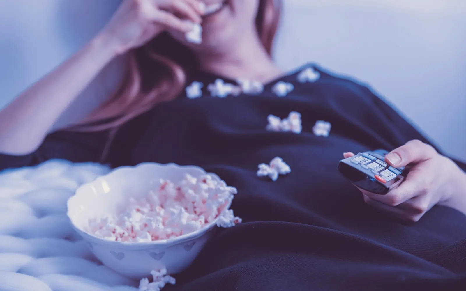 People, woman and tv