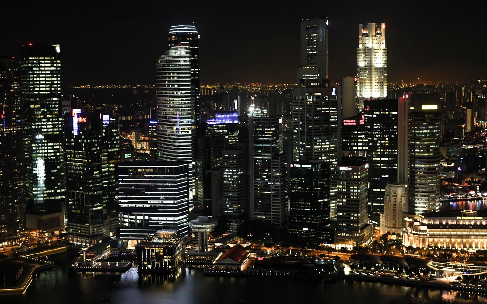 Buildings, skyline and city lights